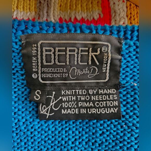 Vintage Berek Marta D 1992 Hand Knit 3D "Beach Sea shore" Button-up Vest… - Picture 3 of 3
